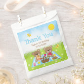Teddy Bears Picnic Birthday Blue Gingham Dank je Bedankzakje (Geknipt)
