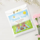Teddy Bears Picnic Birthday Blue Gingham Dank je Bedankzakje (Gezegeld)