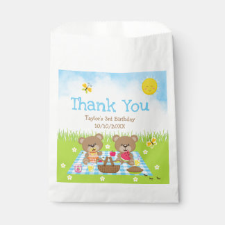 Teddy Bears Picnic Birthday Blue Gingham Dank je Bedankzakje