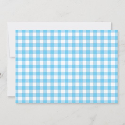 Teddy Bear's picnic Blue Gingham Birthday Kaart (Achterkant)