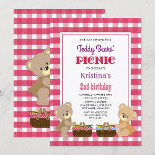Teddy Bears' Picnic Girl's Birthday Party Kaart