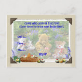 TEDDY BEARS PICNIC INVITATIE UITNODIGING BRIEFKAART (Achterkant)