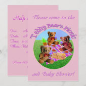 Teddy Bears Picnic Invitation sjabloon Kaart (Voorkant / Achterkant)