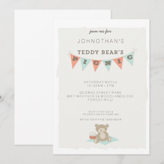 Teddy Bear's Picnic Kaart (Voorkant / Achterkant)