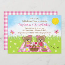 Teddy Bear's Picnic Pink Gingham Birthday