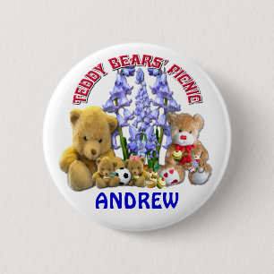 TEDDY BEARS PICNIC RONDE BUTTON 5,7 CM
