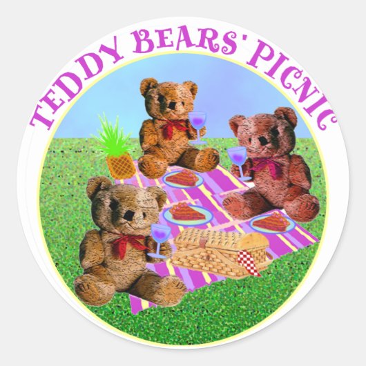 Teddy Bears Picnic Ronde Sticker (Voorkant)