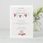 Teddy Bear's Picnic - Rood en blauw Kaart (Staand voorkant)