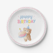 Teddy Bear's Pink Pastel Gelukkig Verjaardagsfeest