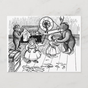 Teddy Bears probeert kleren aan te trekken Briefkaart