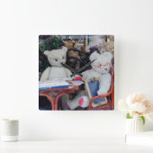Teddy Bears Reading Lessons Vierkante Klok (Huis)