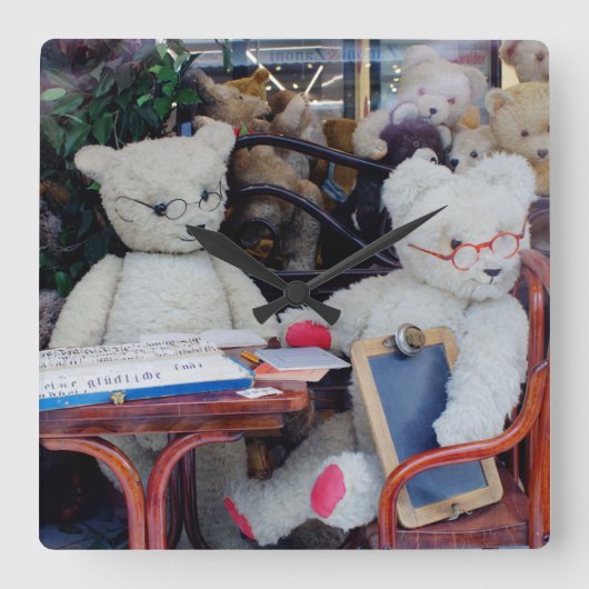 Teddy Bears Reading Lessons Vierkante Klok (Voorkant)