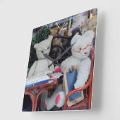 Teddy Bears Reading Lessons Vierkante Klok (Hoek)