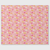 Teddy Bears Santa Hoeden Bomen Roze Kerstmis Cadeaupapier (Vlak)