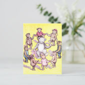 Teddy Bears spelen rond de Rosie Briefkaart (Staand voorkant)