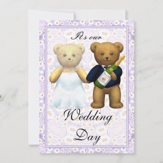 ,Teddy Bears tall Wedding Invite - Uitnodiging (Voorkant)
