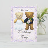 ,Teddy Bears tall Wedding Invite - Uitnodiging (Staand voorkant)