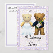 ,Teddy Bears tall Wedding Invite - Uitnodiging (Voorkant / Achterkant)