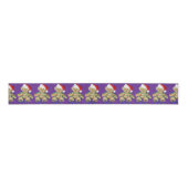 Teddy Bears Tangled In Christmas Lights On Purple Grosgrain Lint (Voorkant)