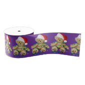 Teddy Bears Tangled In Christmas Lights On Purple Grosgrain Lint (Spoel)