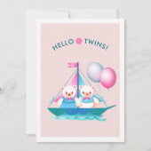 Teddy Bears Twin Girl & Boy Baby shower Kaart (Voorkant)