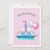 Teddy Bears Twin Meisjes Baby shower Kaart (Voorkant)
