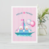 Teddy Bears Twin Meisjes Baby shower Kaart (Staand voorkant)