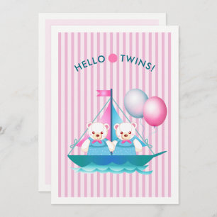 Teddy Bears Twin Meisjes Baby shower Kaart