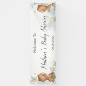 Teddy Bears Twins Baby shower Backdrop Welkom Spandoek (Verticaal)