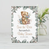 Teddy Bears Twins Waterverf de datum Kaart (Staand voorkant)