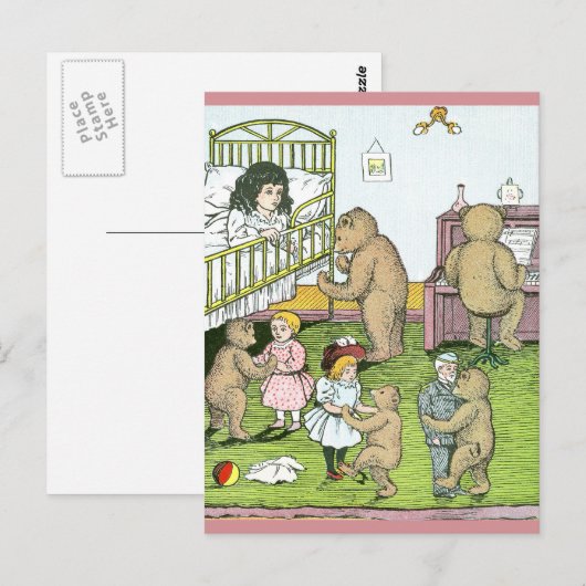 Teddy Bears Waltz met Dolls Briefkaart (Voorkant / Achterkant)