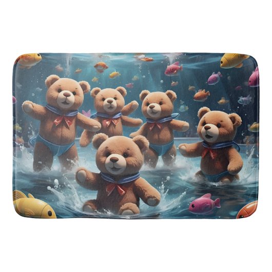 Teddy Bears Zwemmen in een zwembad van vis Badmat (Voorkant)