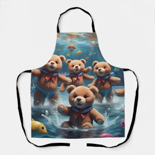 Teddy Bears Zwemmen in een zwembad van vis Schort