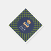 Teddy Beary 1st Birthday Checkboard Paper Napkin Servet (Hoek)
