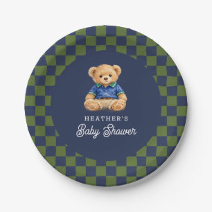 Teddy Beary Schachbrett Retro Baby Shower Papieren Bordje