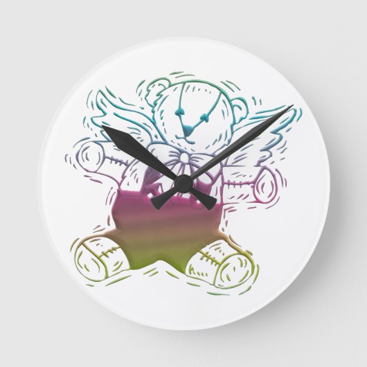 Teddy-Beer Angel Ronde Klok (Voorkant)
