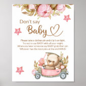 Teddy beer baby beer zegt geen baby shower spel poster (Voorkant)
