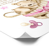 Teddy beer baby beer zegt geen baby shower spel poster (Hoek)