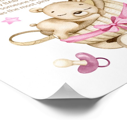 Teddy beer baby beer zegt geen baby shower spel poster (Hoek)