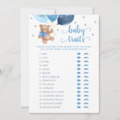 Teddy Beer Baby Kenmerken Spel Baby Shower Kaart (Voorkant)