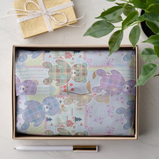 Teddy beer, baby patroon tissuepapier (Geschenk)