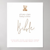 Teddy Beer Baby Shower Bijbeltekst Bord Poster (Voorkant)