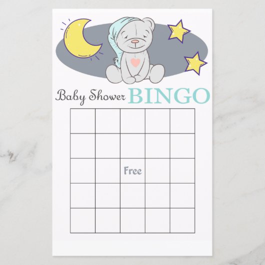 Teddy beer baby shower bingo (Voorkant)