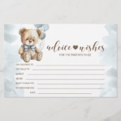 Teddy beer baby shower ouders wensen kaarten (Voorkant)