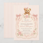 Teddy Beer Baby Shower Uitnodiging (Voorkant / Achterkant)