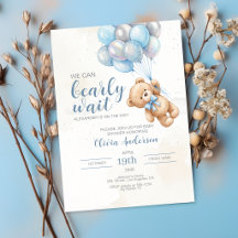 Teddy Beer Baby Shower Uitnodiging