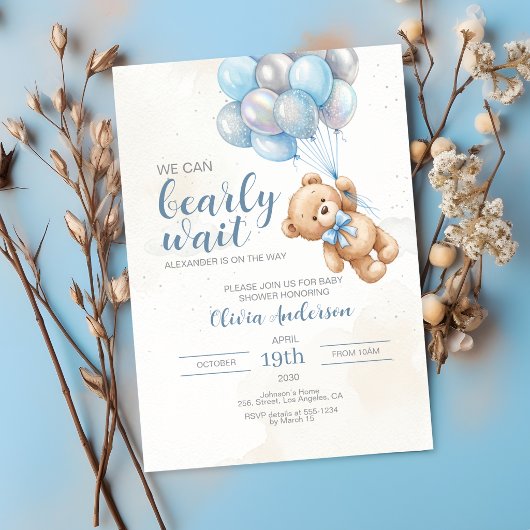 Teddy Beer Baby Shower Uitnodiging