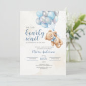 Teddy Beer Baby Shower Uitnodiging (Staand voorkant)