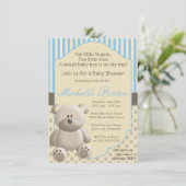 Teddy beer Baby shower Uitnodiging voor een jongen (Staand voorkant)