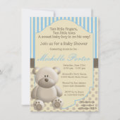 Teddy beer Baby shower Uitnodiging voor een jongen (Voorkant)